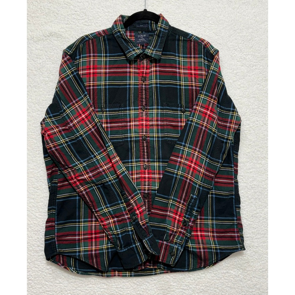 J Crew Flannel Shirt Men's XL Slim Fit Plaid Long Sleeve Button Down Cotton‎